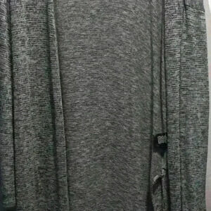 Womens XL open cardigan duster Massimo gray black white heathered jersey
